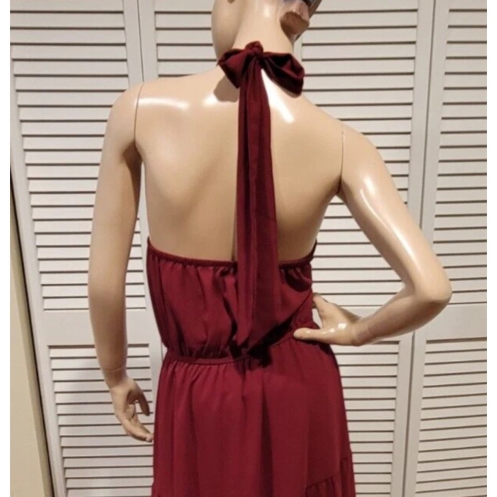 PRETTYGARDEN Women’s Halter Neck Sleeveless Long Maxi Burgundy Dress NWT Size S - Picture 2 of 2